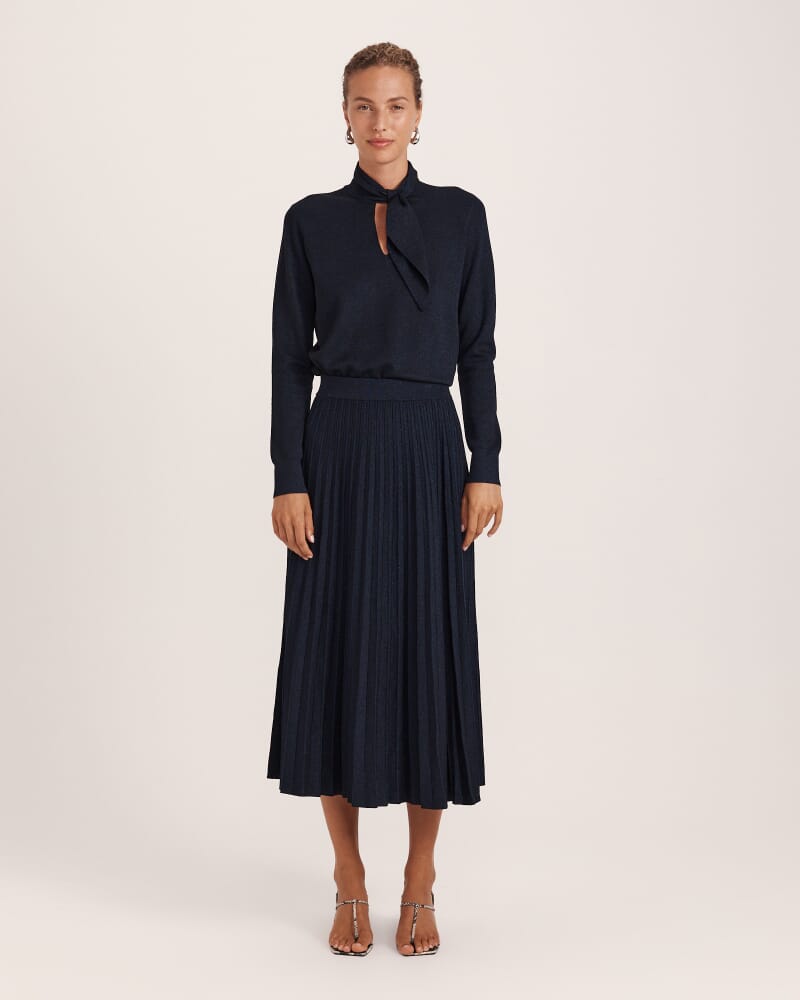 Mariya Sparkling Knit Skirt in FRENCH NAVY