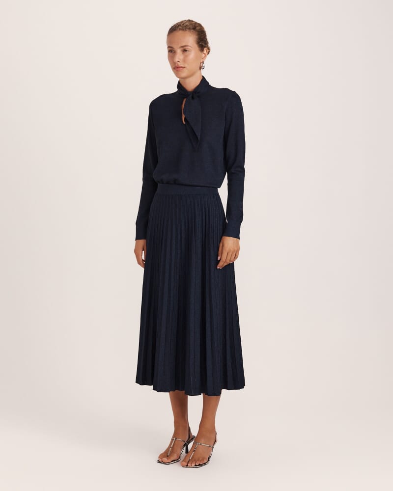 Mariya Sparkling Knit Skirt in FRENCH NAVY