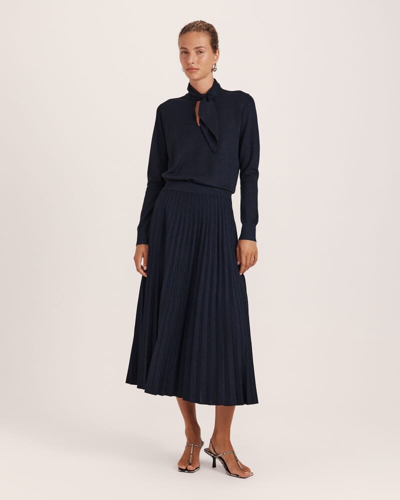 Mariya Sparkling Knit Skirt in FRENCH NAVY