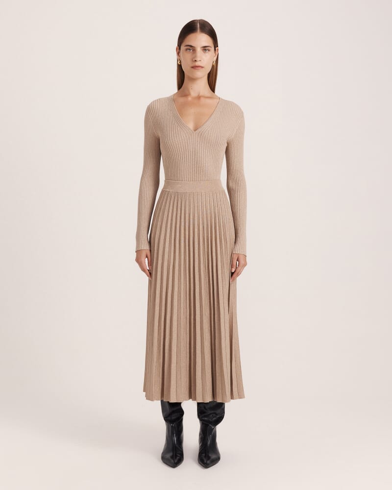 Mariya Sparkling Knit Skirt in GOLD