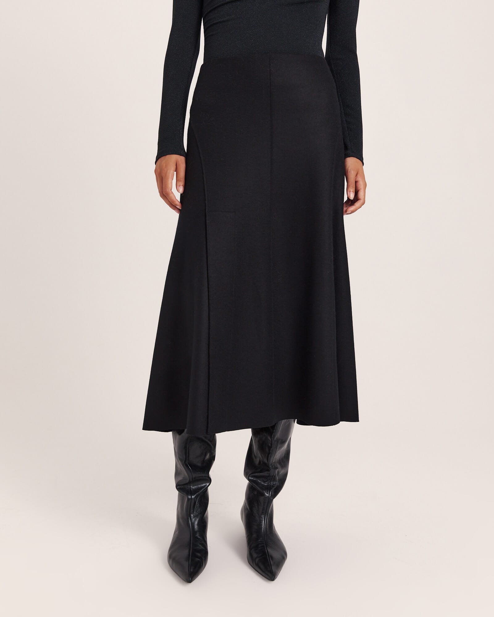 Karla Wool Panel Midi Skirt