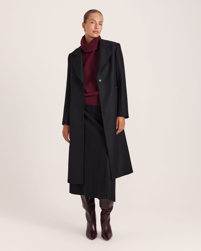 Karla Wool Panel Midi Skirt in BLACK