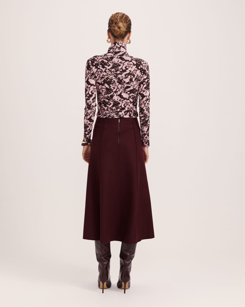 Karla Wool Panel Midi Skirt in PLUM