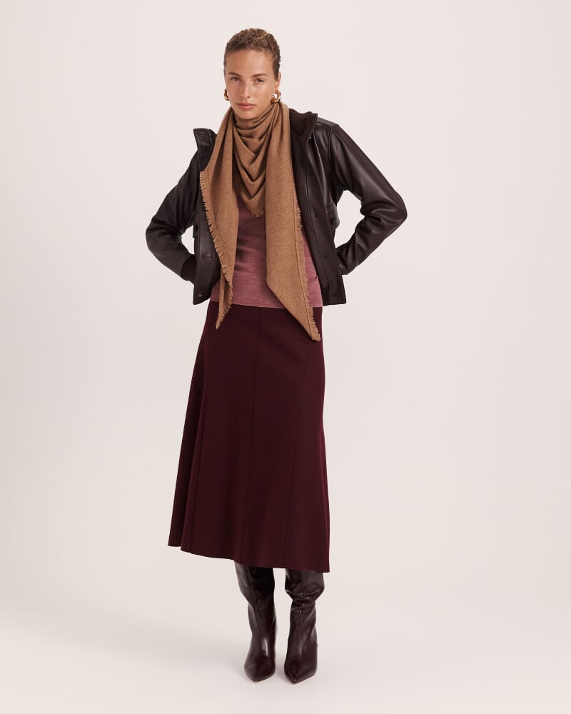 Karla Wool Panel Midi Skirt in PLUM
