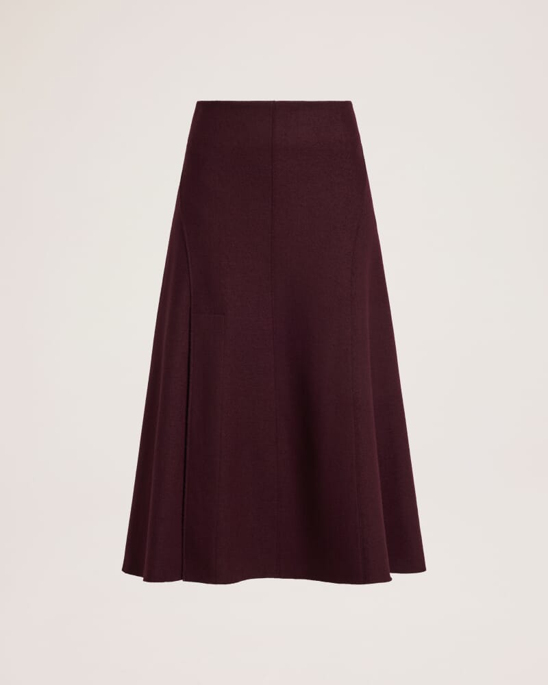 Karla Wool Panel Midi Skirt in PLUM