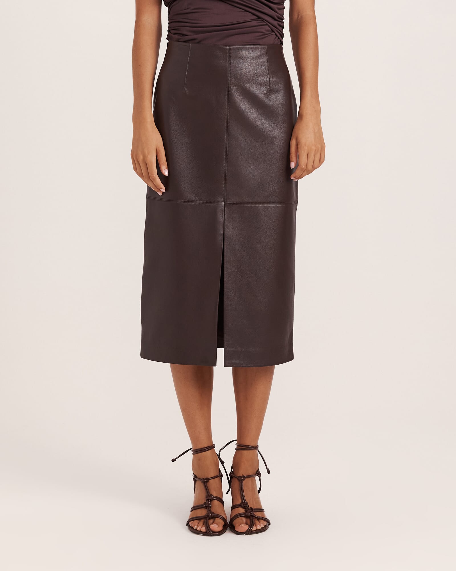 Elyse Leather Midi Skirt