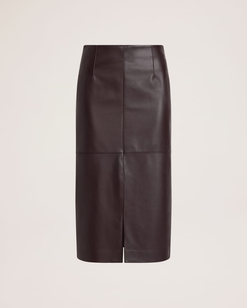 Elyse Leather Midi Skirt in CHOCOLATE