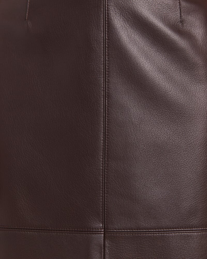 Elyse Leather Midi Skirt in CHOCOLATE