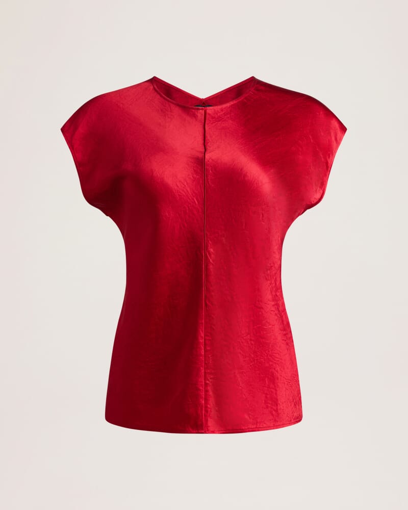 Ivana Crinkle Bias Tee in RUBY