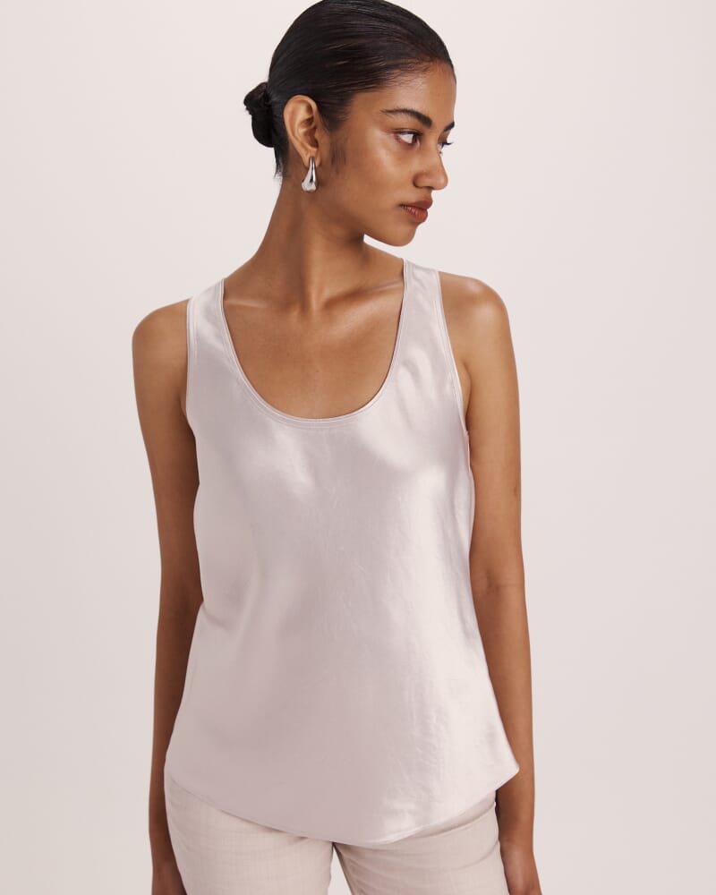 Ivana Crinkle Bias Tank in CHAMPAGNE