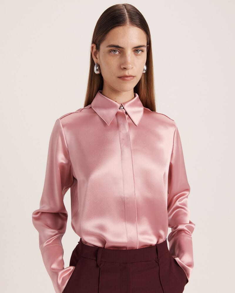 Sallee Satin Shirt in BLUSH