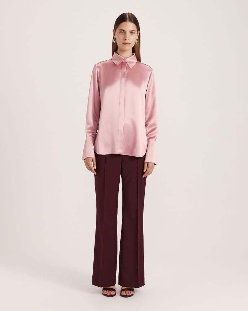 Sallee Satin Shirt in BLUSH