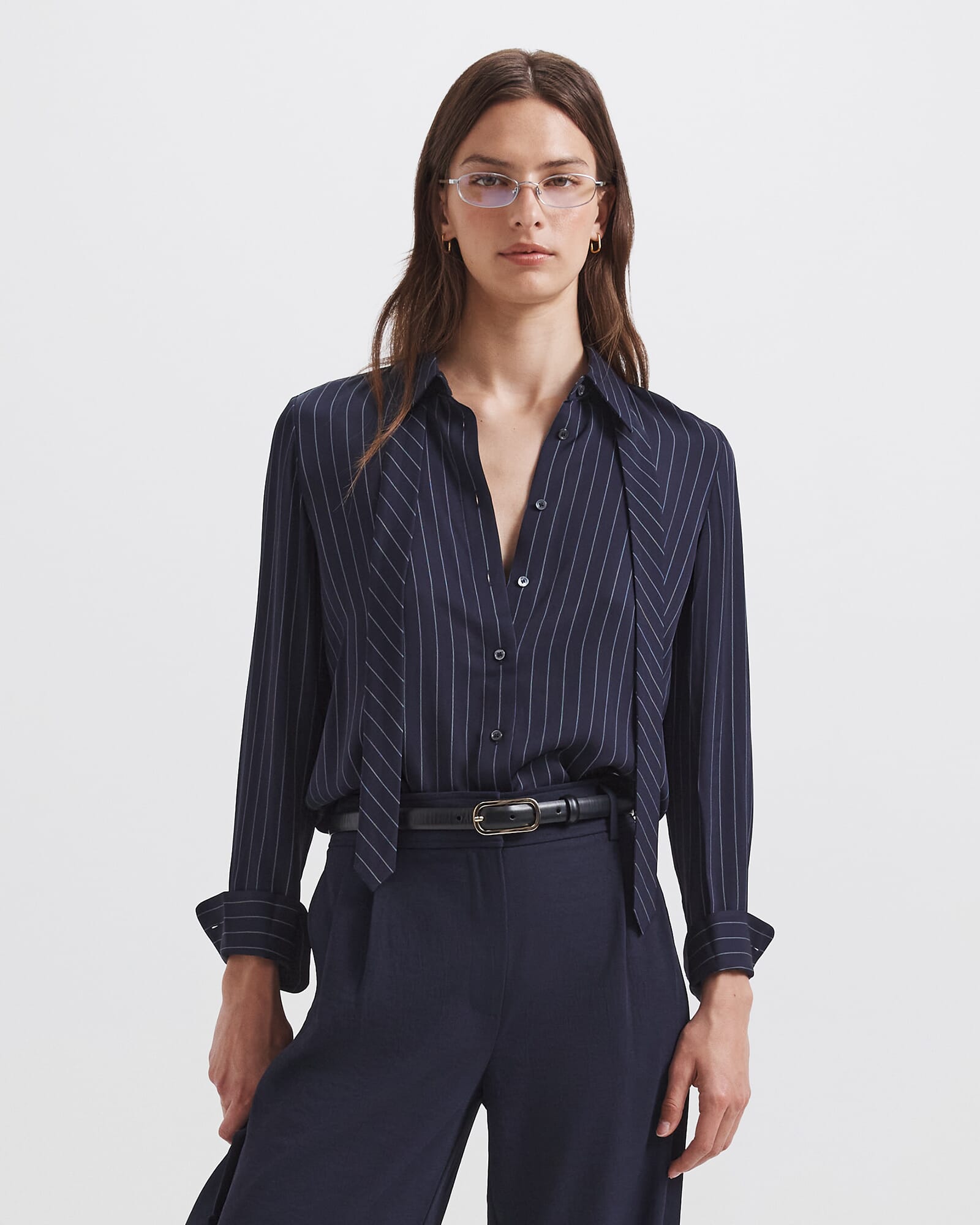 Polly Pinstripe Silk Shirt