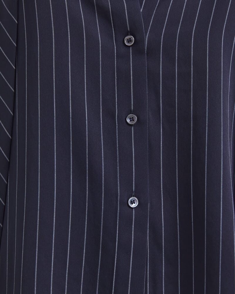 Polly Pinstripe Silk Shirt in MIDNIGHT