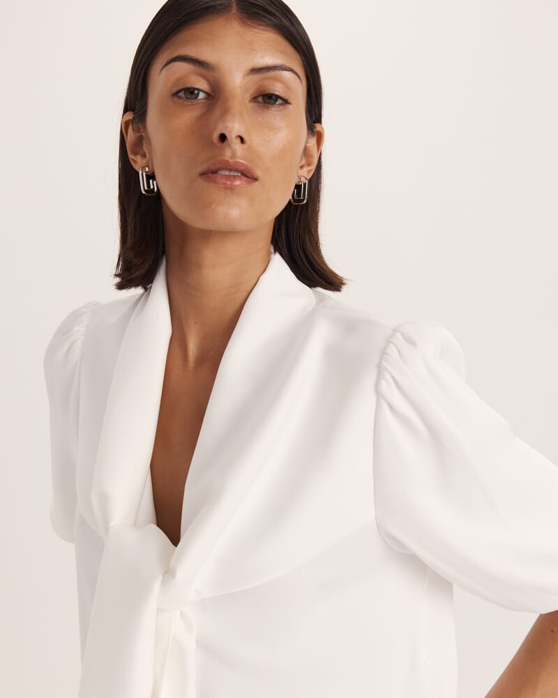 Tina Tie Front Blouse in OFF WHITE
