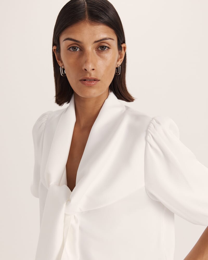Tina Tie Front Blouse in OFF WHITE