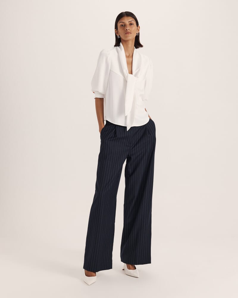 Tina Tie Front Blouse in OFF WHITE