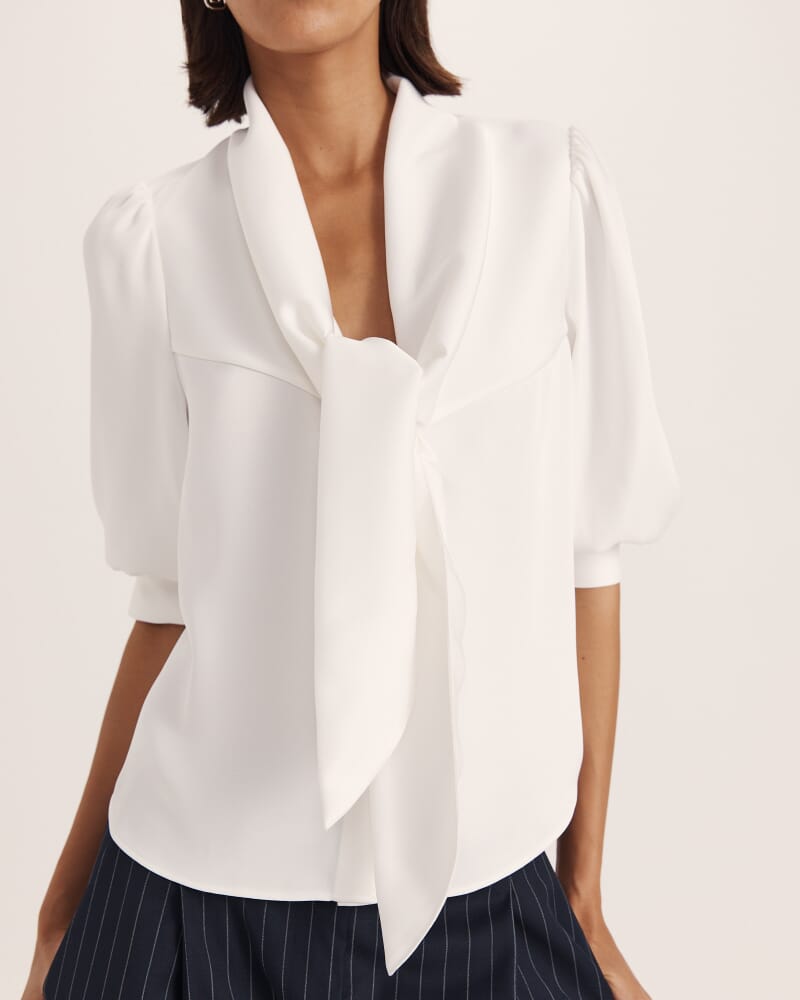 Tina Tie Front Blouse in OFF WHITE