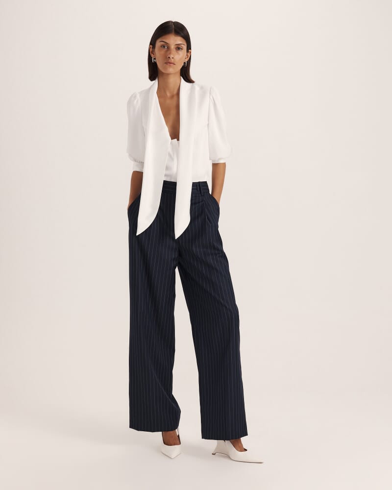 Tina Tie Front Blouse in OFF WHITE