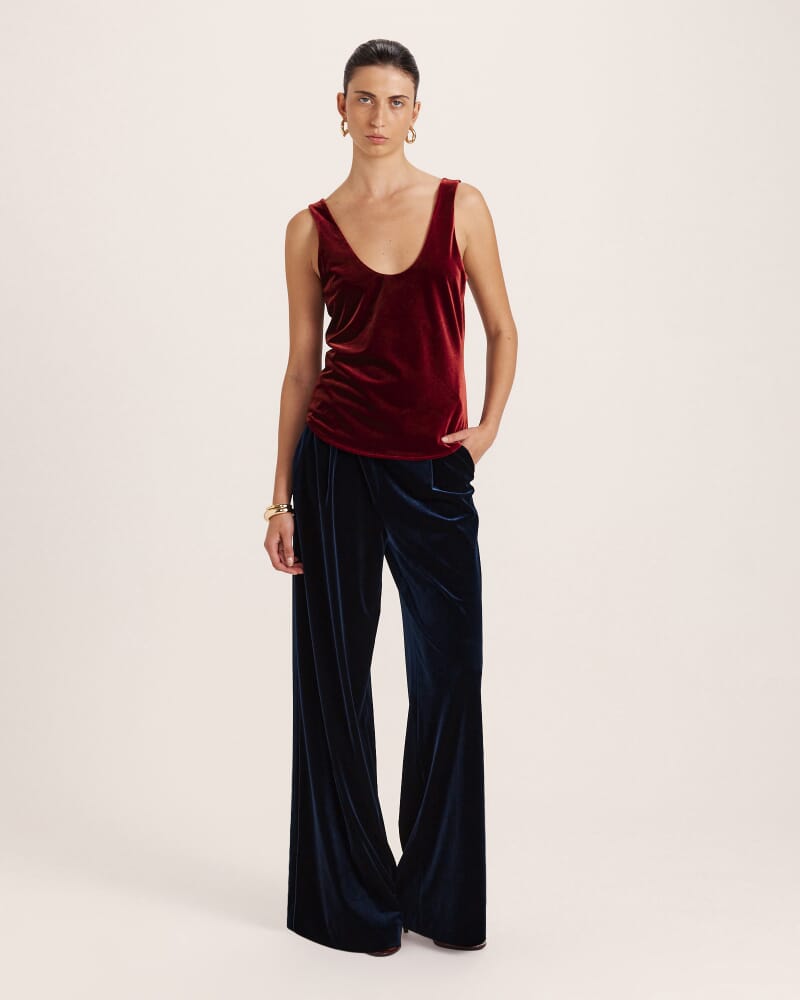 Lea Velvet Bias Tank in GARNET