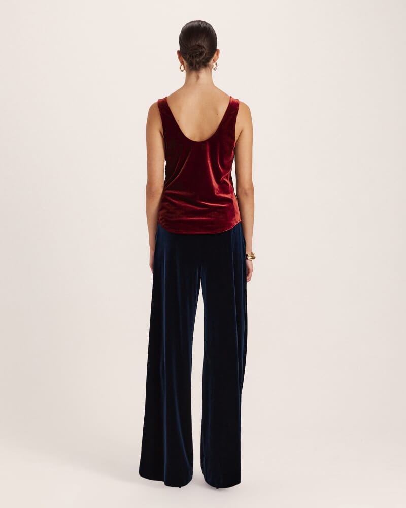 Lea Velvet Bias Tank in GARNET
