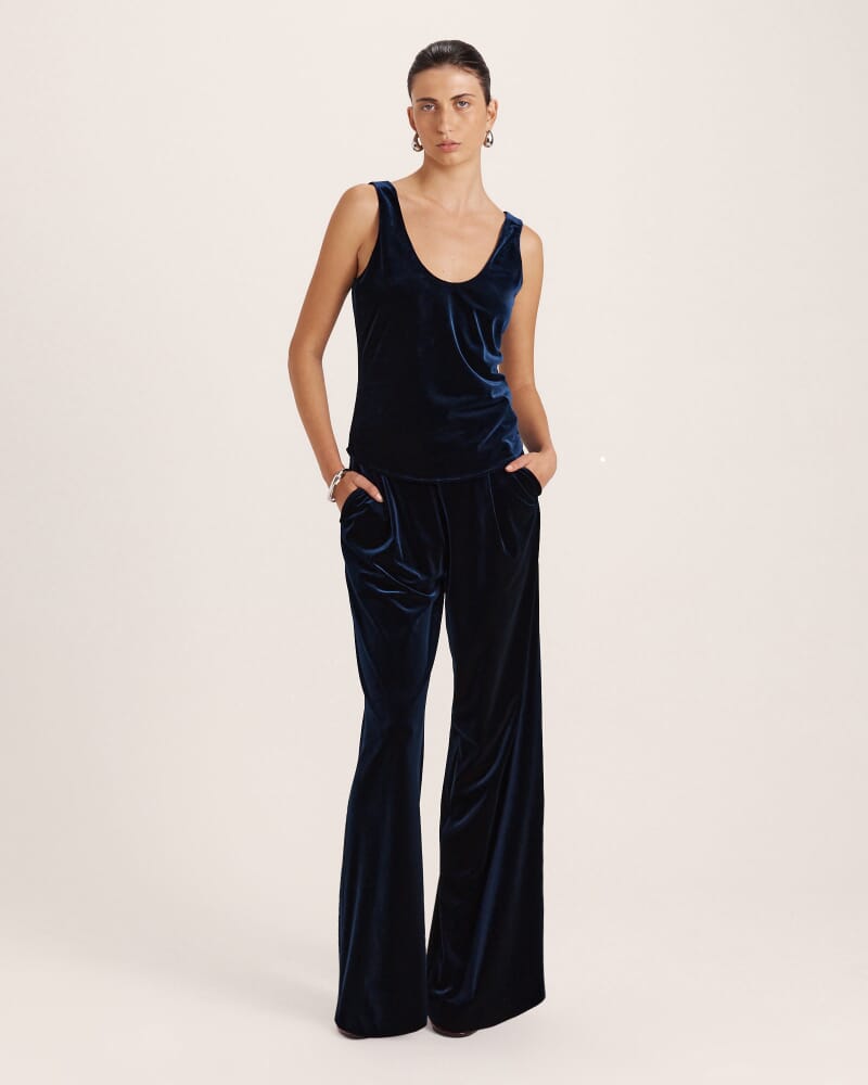 Lea Velvet Bias Tank in ROYAL BLUE