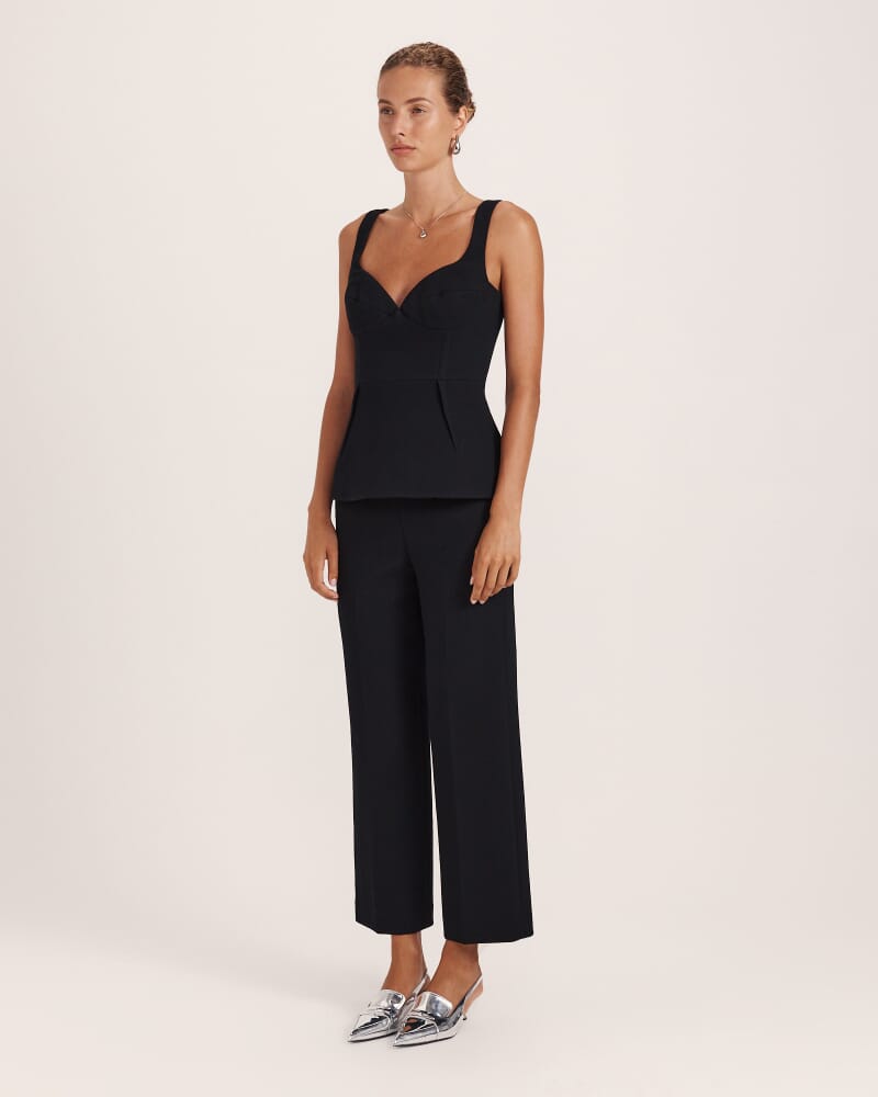 Raya Wool Peplum Top in BLACK