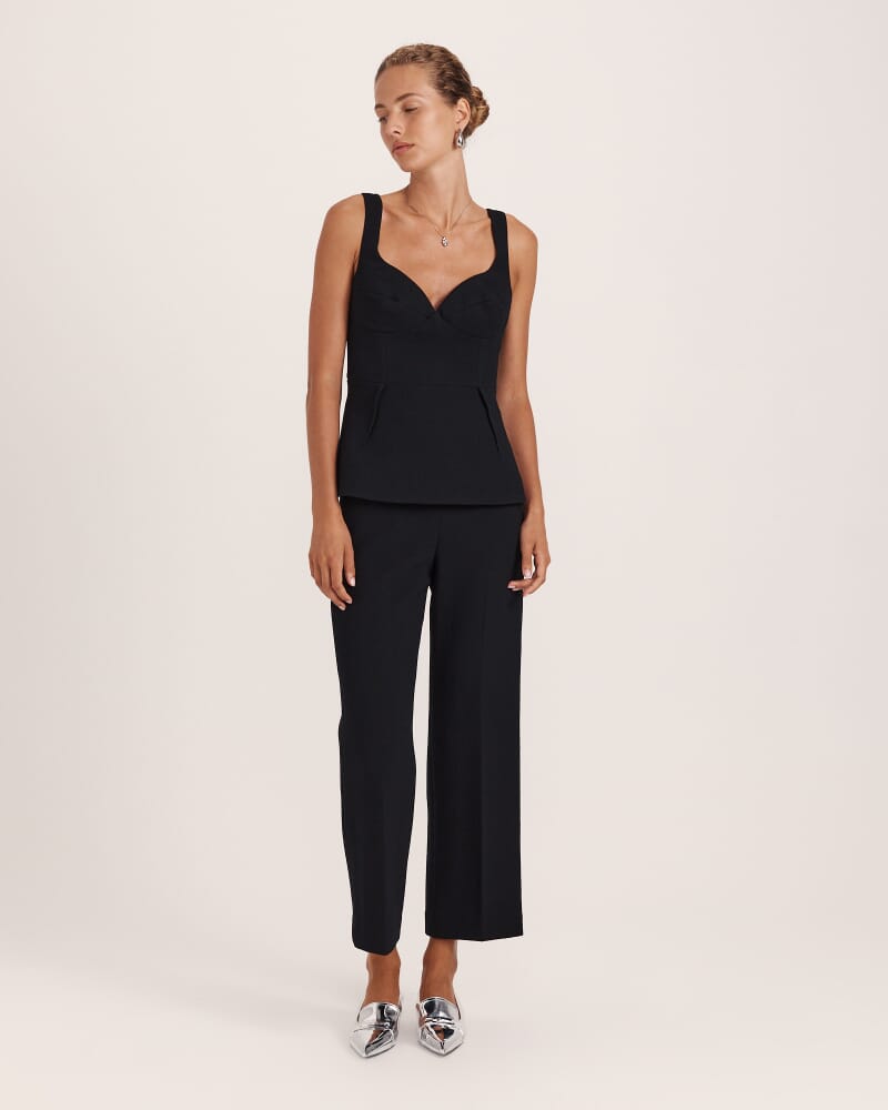 Raya Wool Peplum Top in BLACK