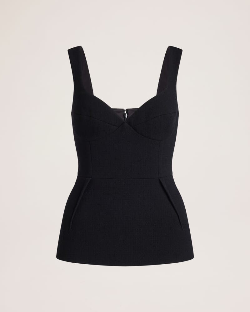 Raya Wool Peplum Top in BLACK