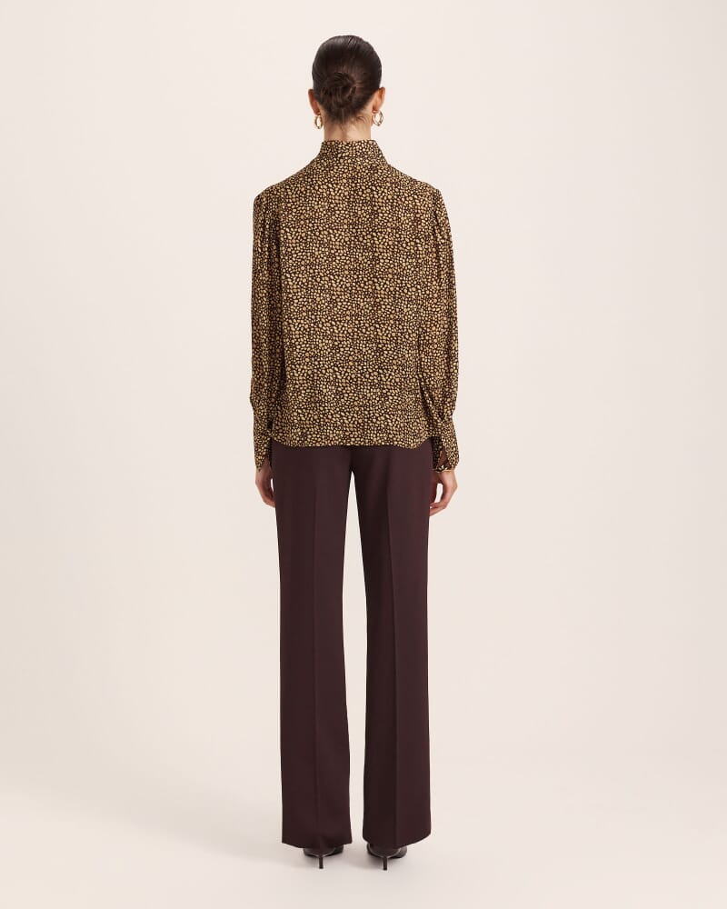 Ohio Silk Long Sleeve Tie Neck Blouse in MULTI