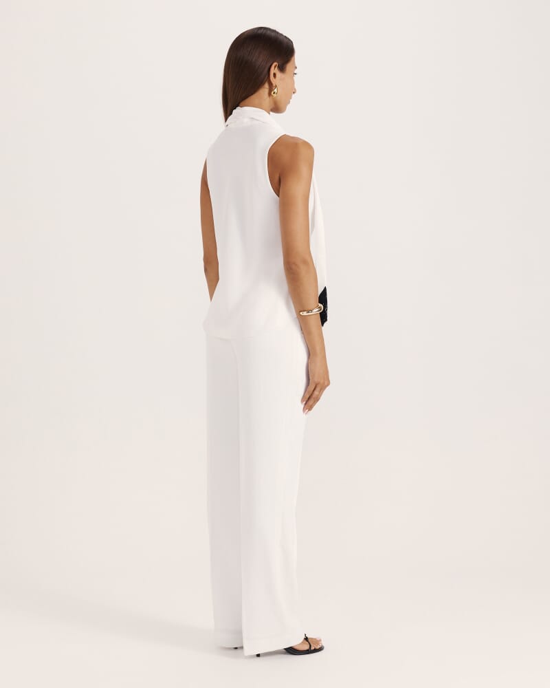 Tina Cowl Neck Fringe Top in OFF WHITE