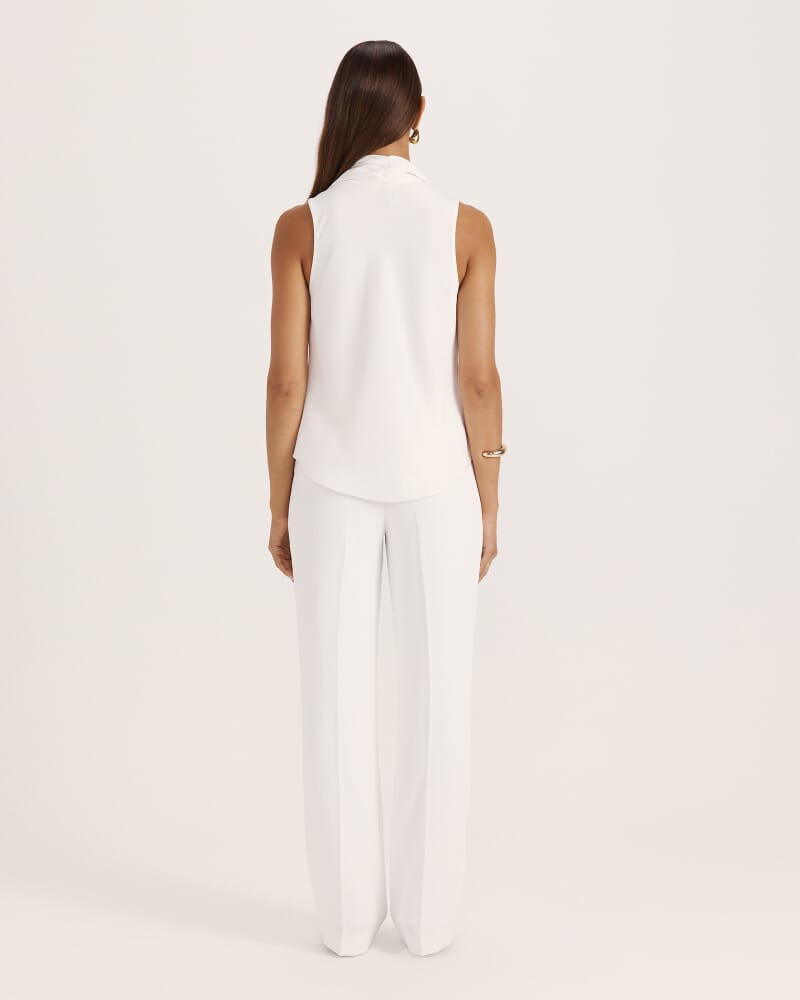 Tina Cowl Neck Fringe Top in OFF WHITE