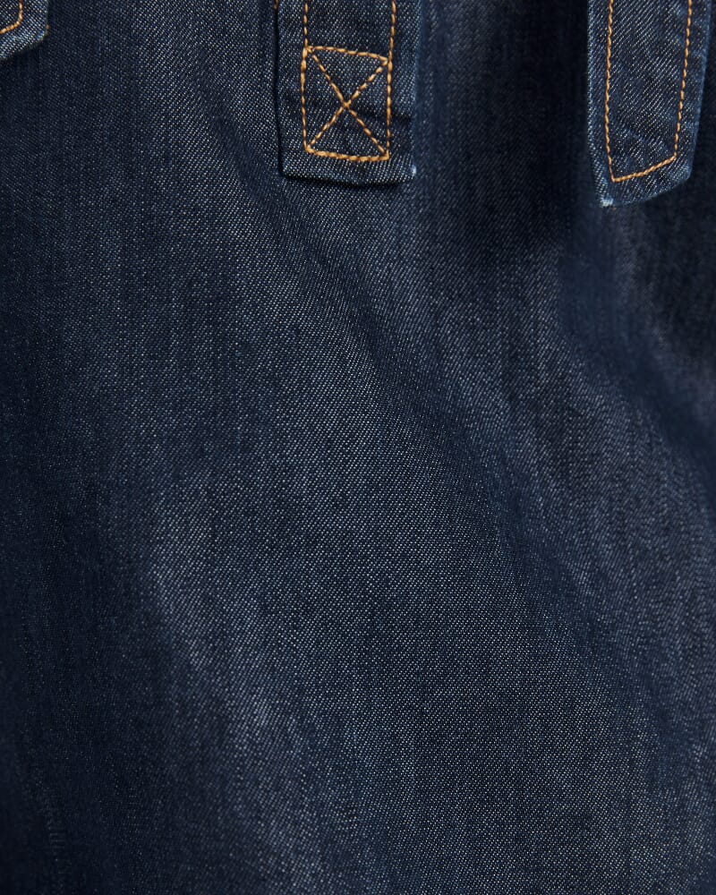 Bridie Puff Sleeve Denim Shirt in BLUE/BLACK WASH