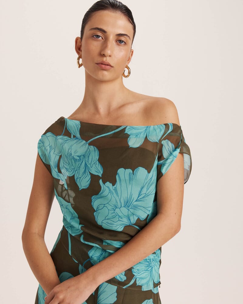 Verdisa Silk Off Shoulder Top in MULTI