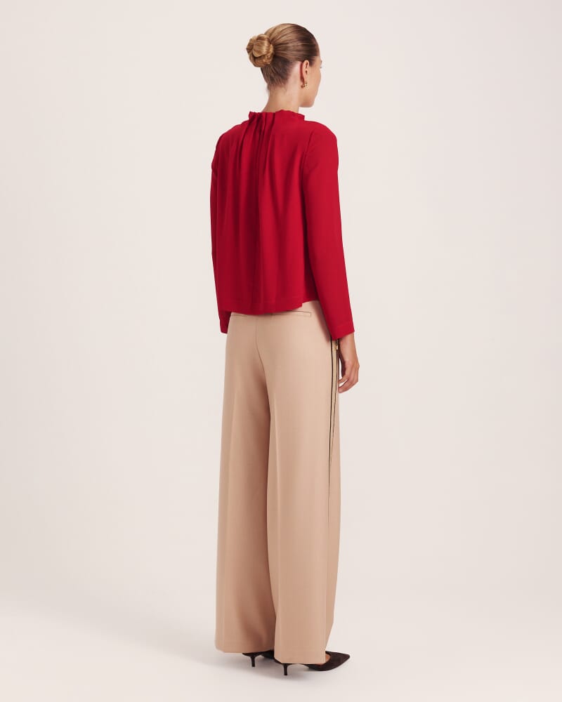 Willa High Neck Long Sleeve Top in RUBY