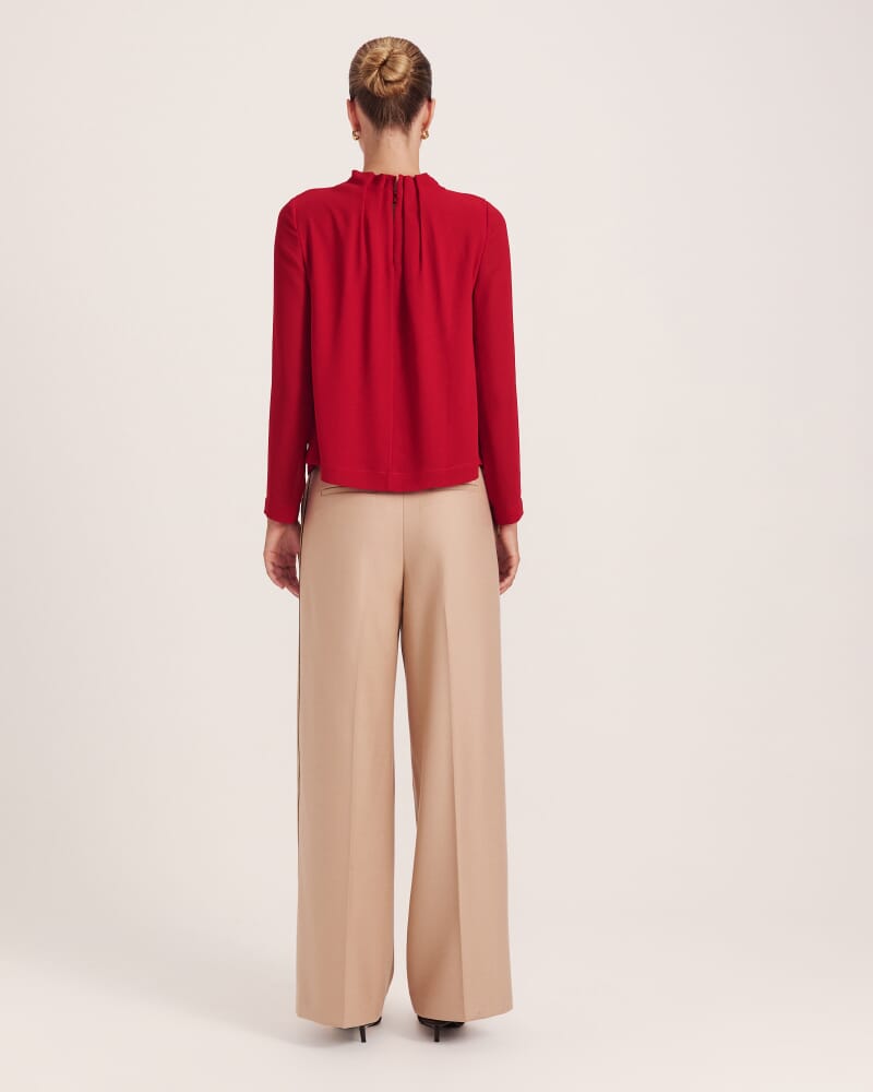Willa High Neck Long Sleeve Top in RUBY