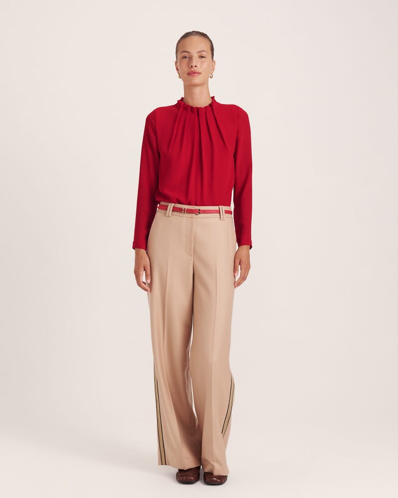 Willa High Neck Long Sleeve Top in RUBY