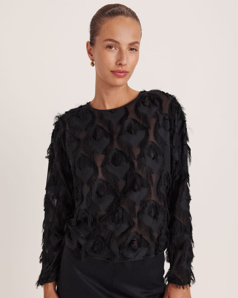 Aurelia Textured Top in BLACK