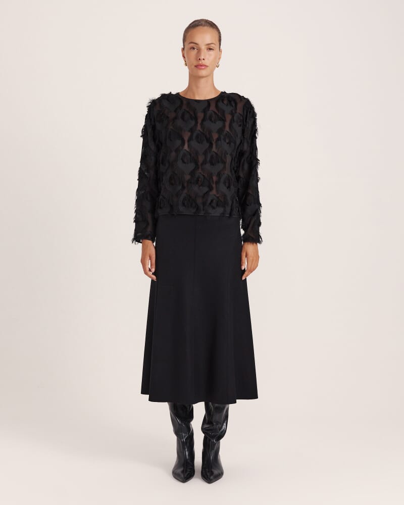 Aurelia Textured Top in BLACK