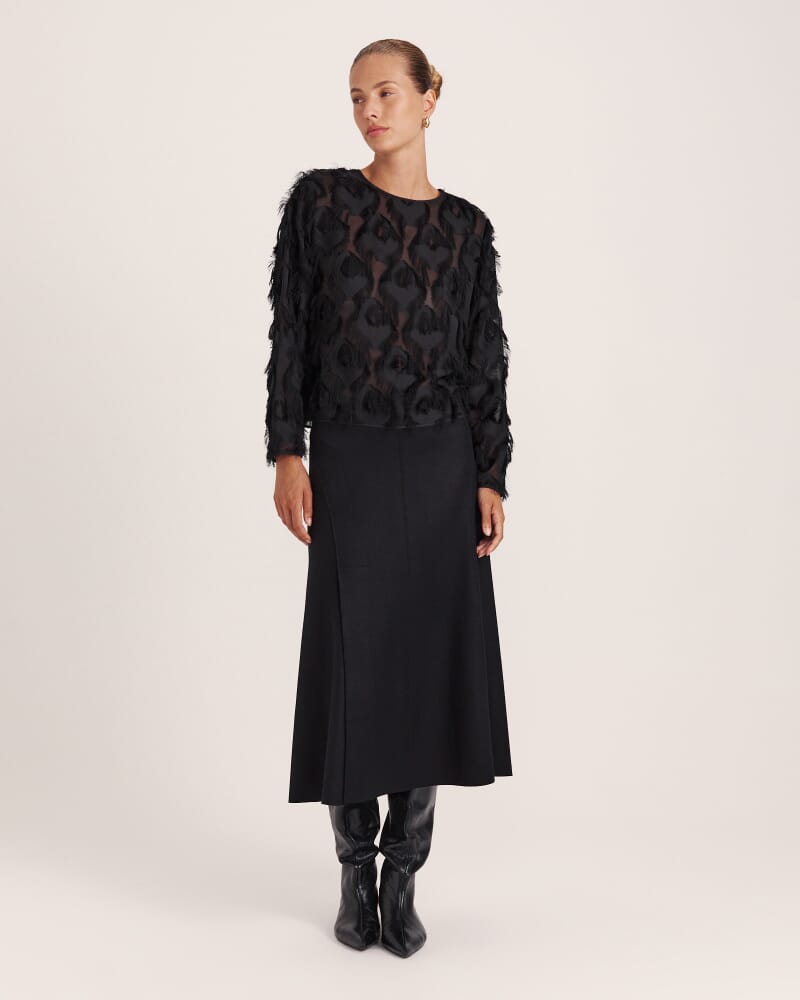 Aurelia Textured Top in BLACK